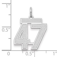 14K White Gold Medium Satin Number 47 Charm view 2