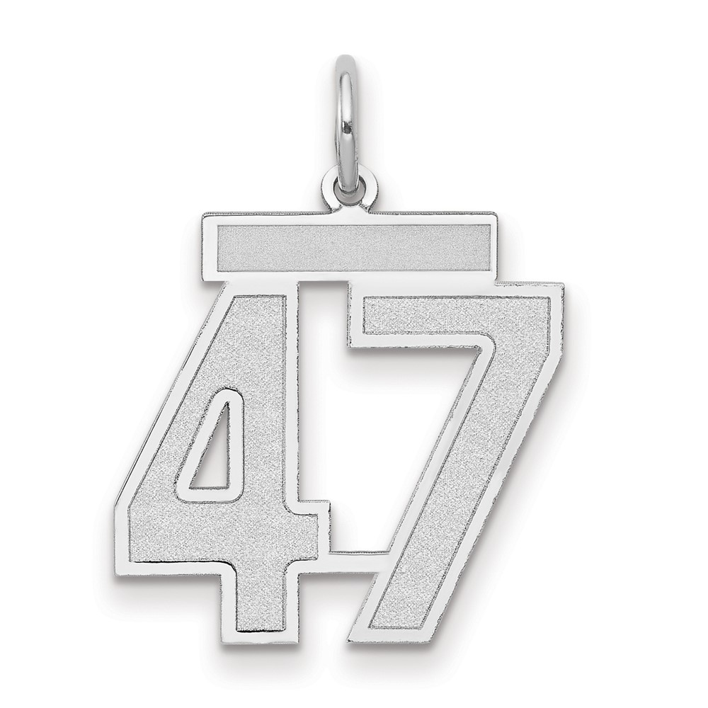 14K White Gold Medium Satin Number 47 Charm
