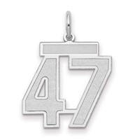 14K White Gold Medium Satin Number 47 Charm view 1