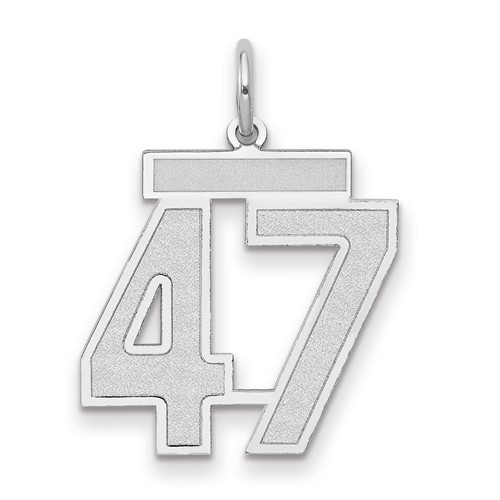 14K White Gold Medium Satin Number 47 Charm