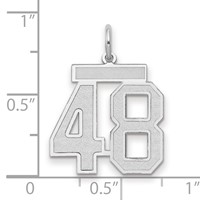 14K White Gold Medium Satin Number 48 Charm view 2
