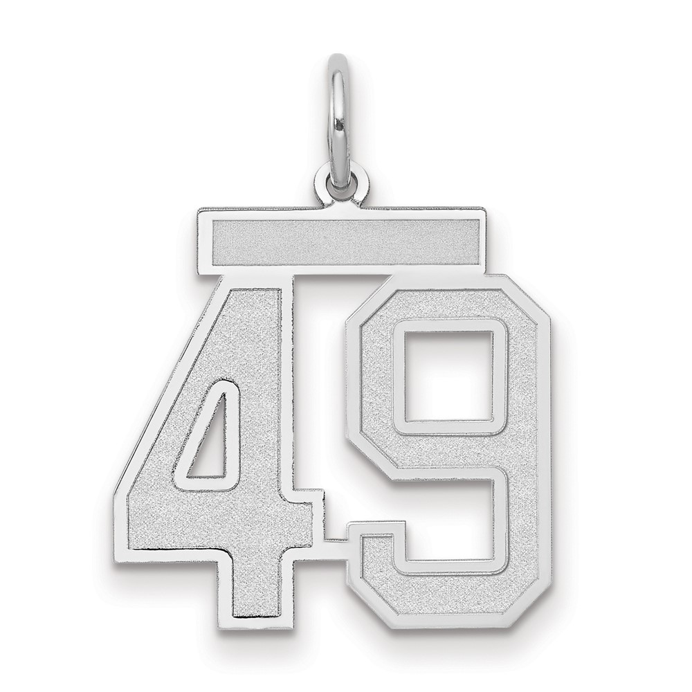 14K White Gold Medium Satin Number 49 Charm