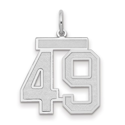 14K White Gold Medium Satin Number 49 Charm