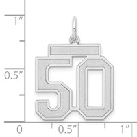 14K White Gold Medium Satin Number 50 Charm view 3