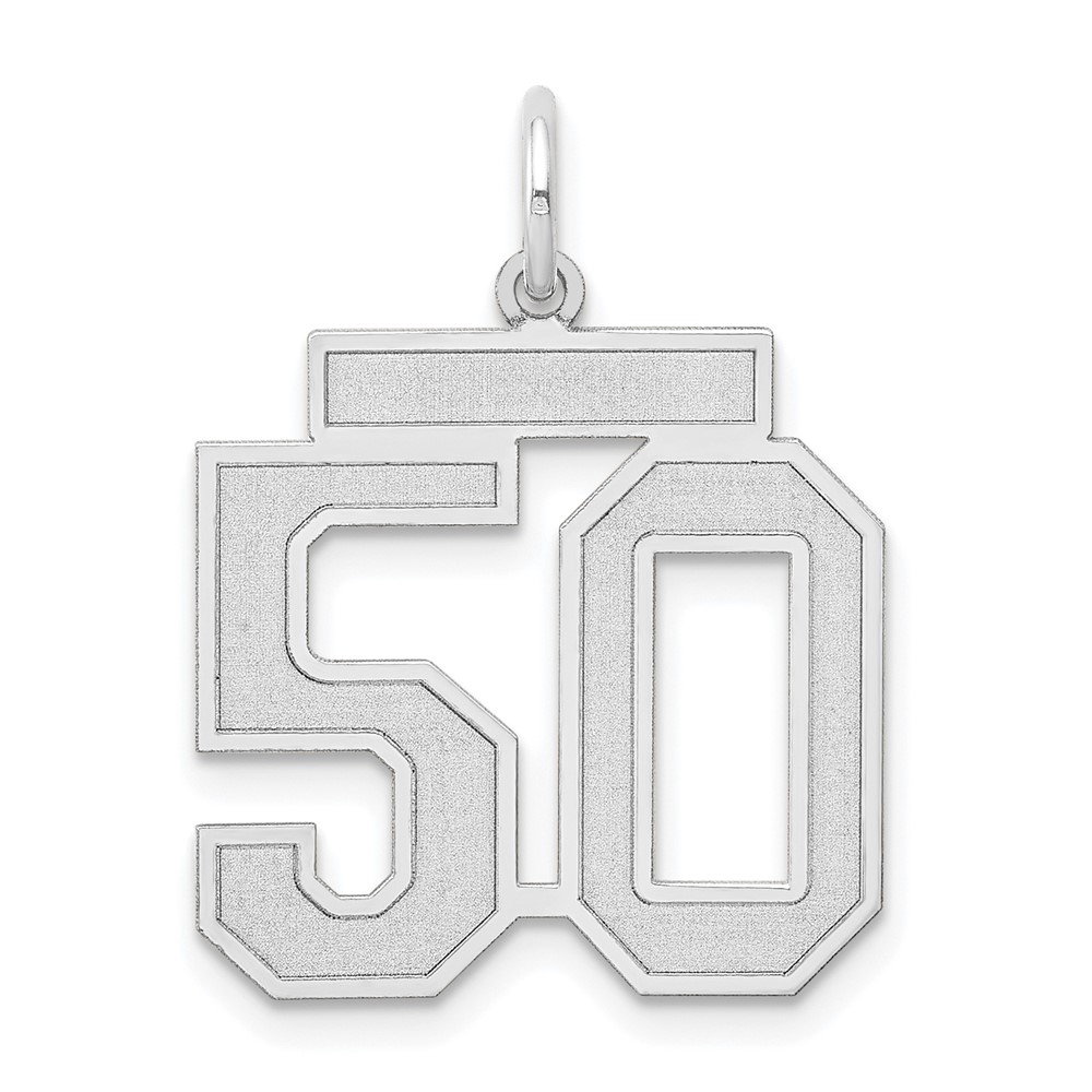 14K White Gold Medium Satin Number 50 Charm