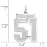 14K White Gold Medium Satin Number 51 Charm view 3