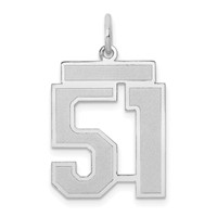 14K White Gold Medium Satin Number 51 Charm view 1