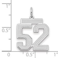 14K White Gold Medium Satin Number 52 Charm view 2