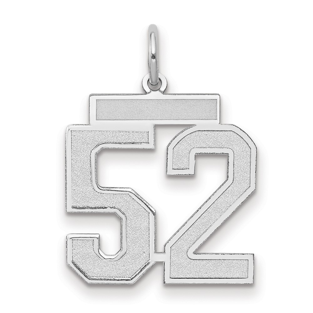 14K White Gold Medium Satin Number 52 Charm