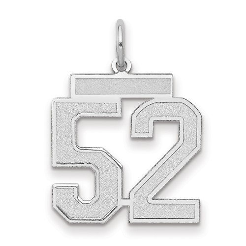 14K White Gold Medium Satin Number 52 Charm