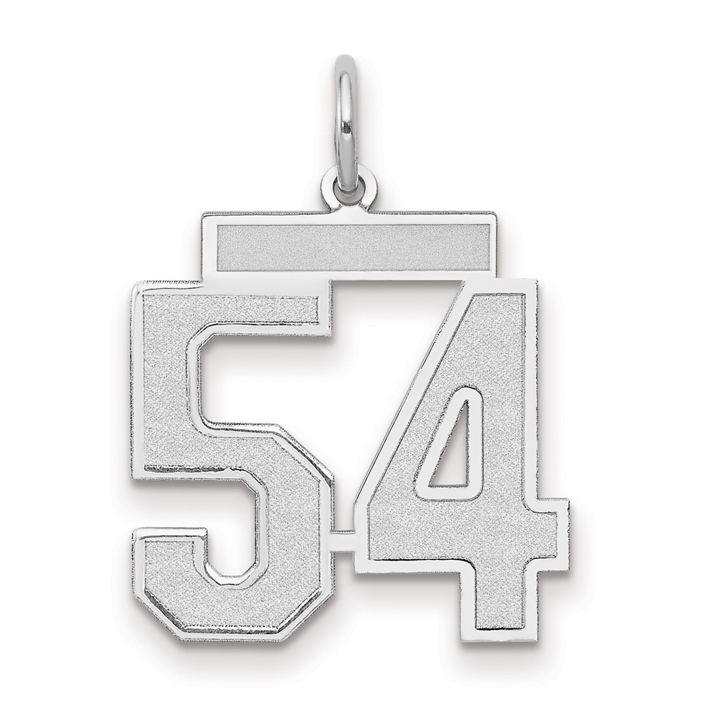 14K White Gold Medium Satin Number 54 Charm