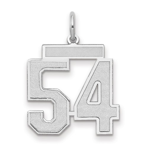14K White Gold Medium Satin Number 54 Charm
