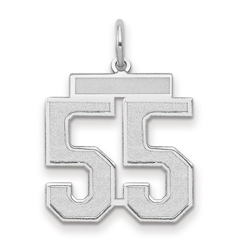 14K White Gold Medium Satin Number 55 Charm