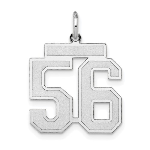 14K White Gold Medium Satin Number 56 Charm