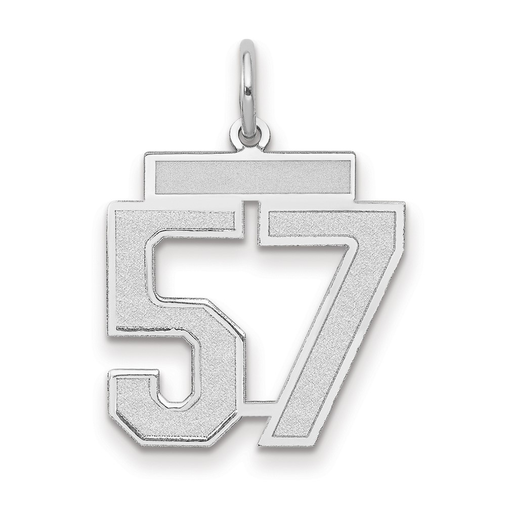 14K White Gold Medium Satin Number 57 Charm