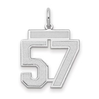 14K White Gold Medium Satin Number 57 Charm view 1