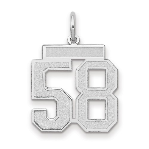 14K White Gold Medium Satin Number 58 Charm