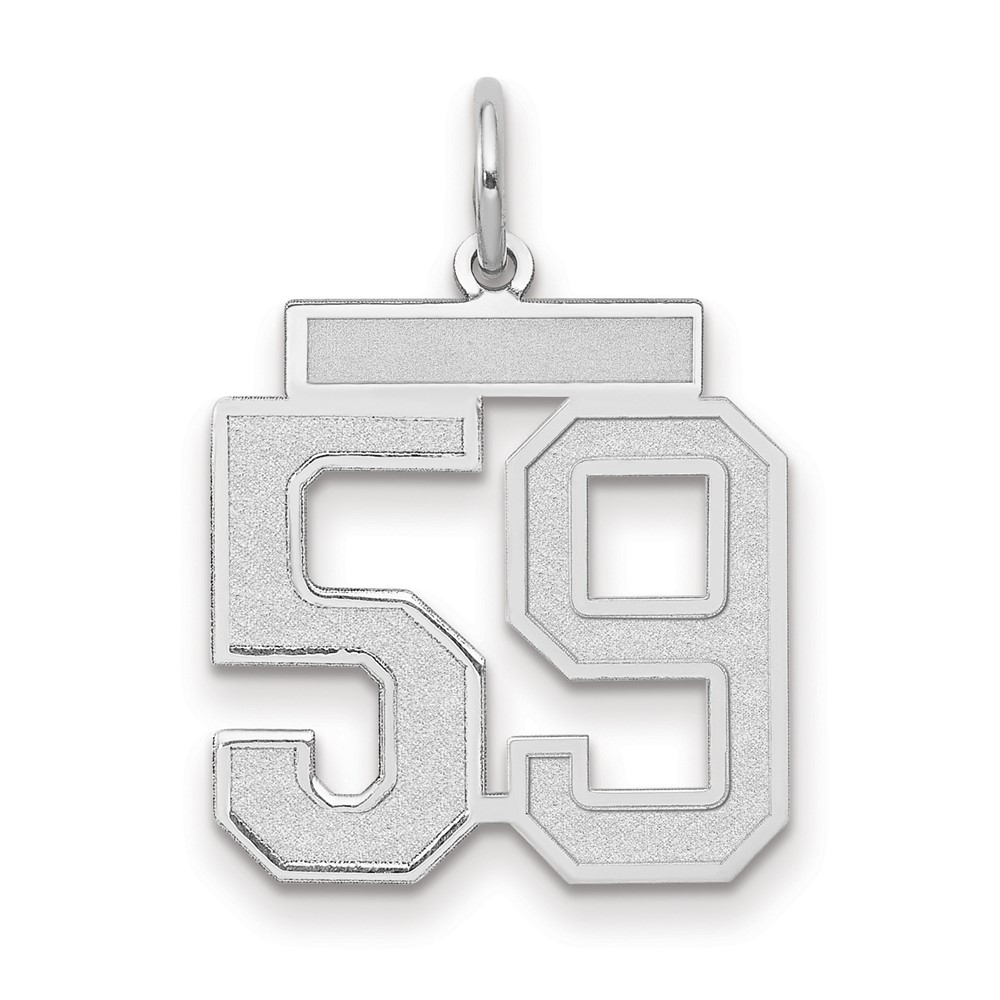 14K White Gold Medium Satin Number 59 Charm