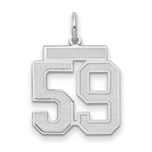 14K White Gold Medium Satin Number 59 Charm