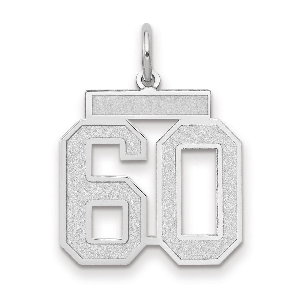 14K White Gold Medium Satin Number 60 Charm