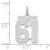 14K White Gold Medium Satin Number 61 Charm view 2