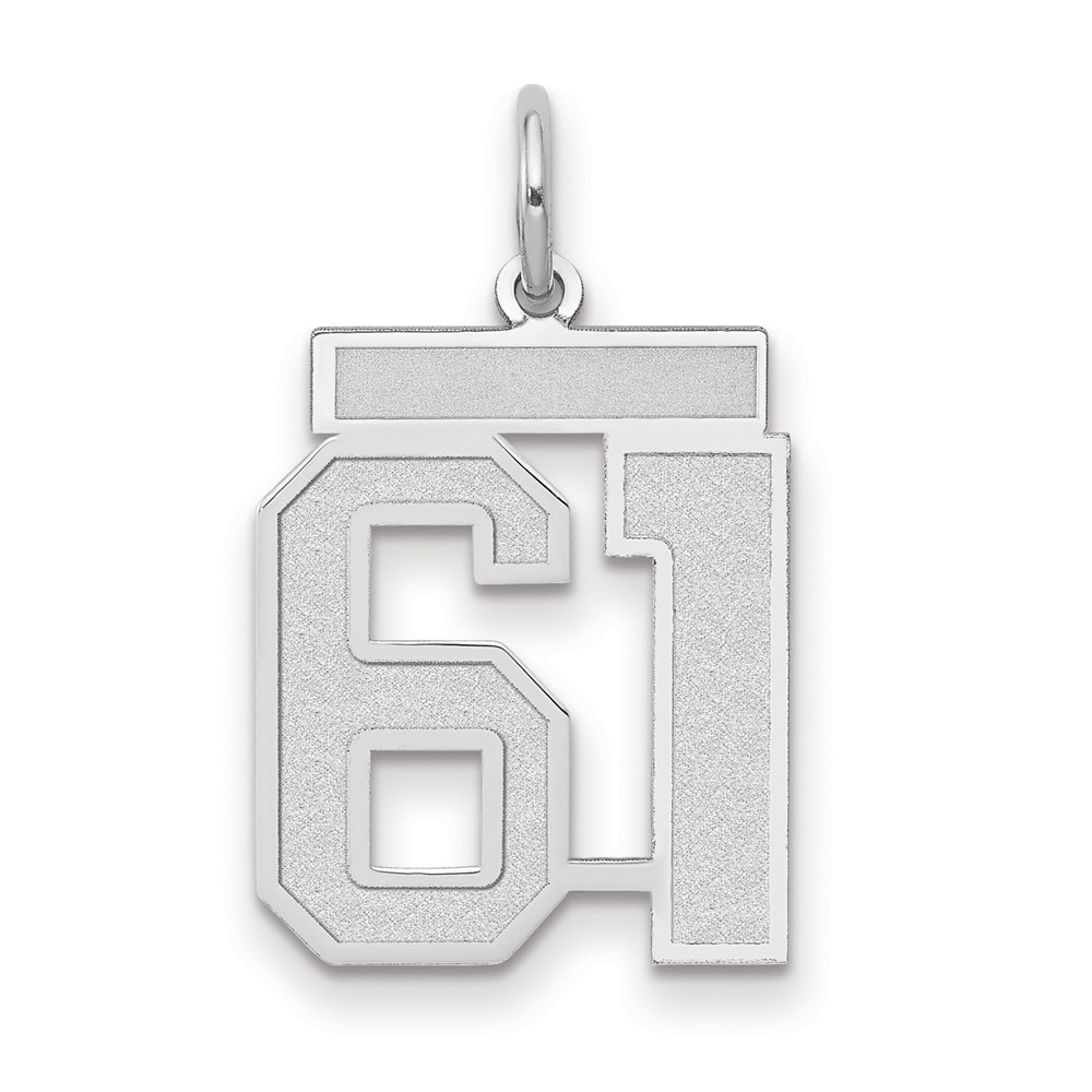 14K White Gold Medium Satin Number 61 Charm