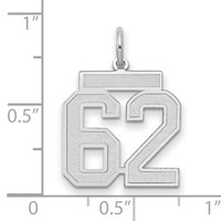 14K White Gold Medium Satin Number 62 Charm view 2