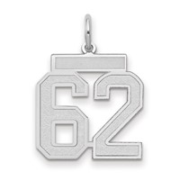 14K White Gold Medium Satin Number 62 Charm view 1