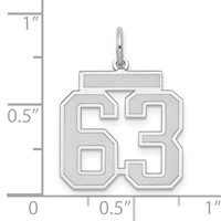 14K White Gold Medium Satin Number 63 Charm view 4