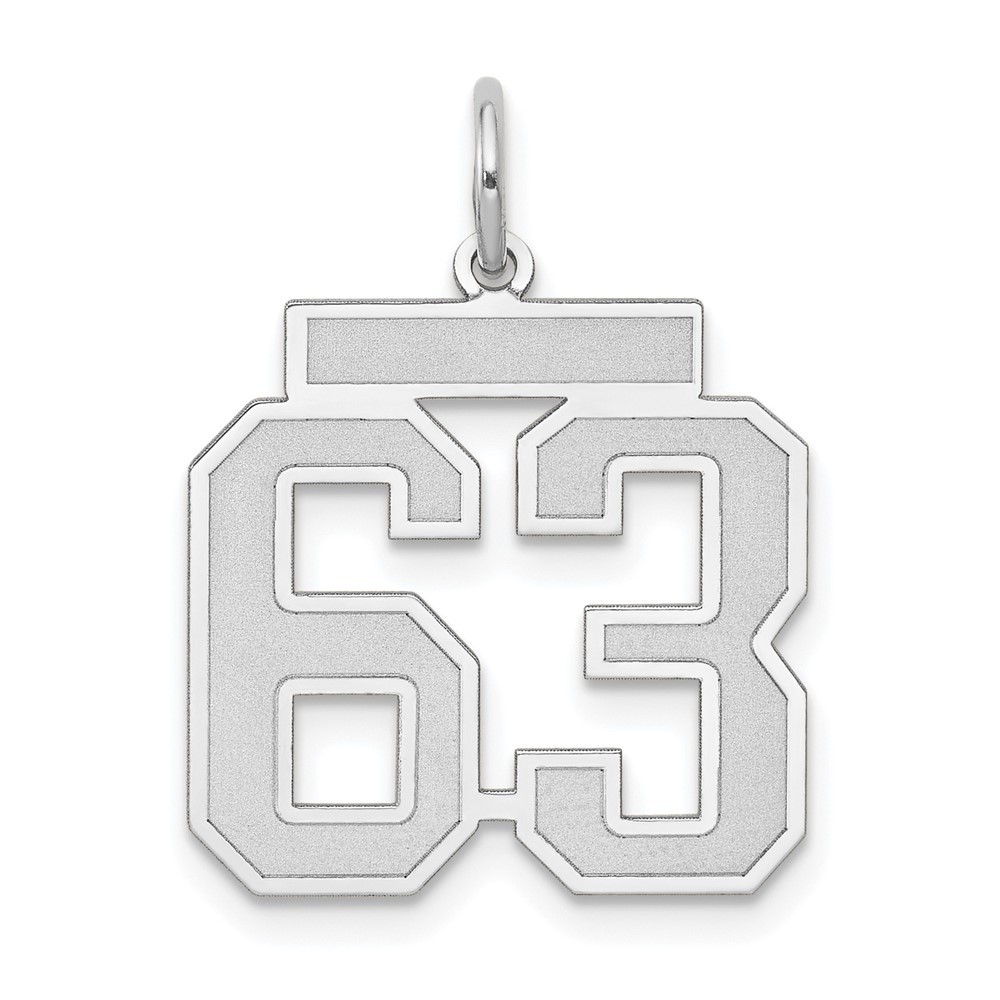 14K White Gold Medium Satin Number 63 Charm