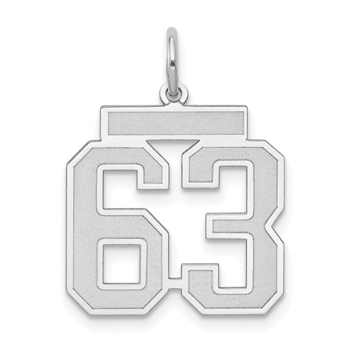 14K White Gold Medium Satin Number 63 Charm