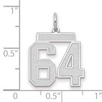 14K White Gold Medium Satin Number 64 Charm view 2