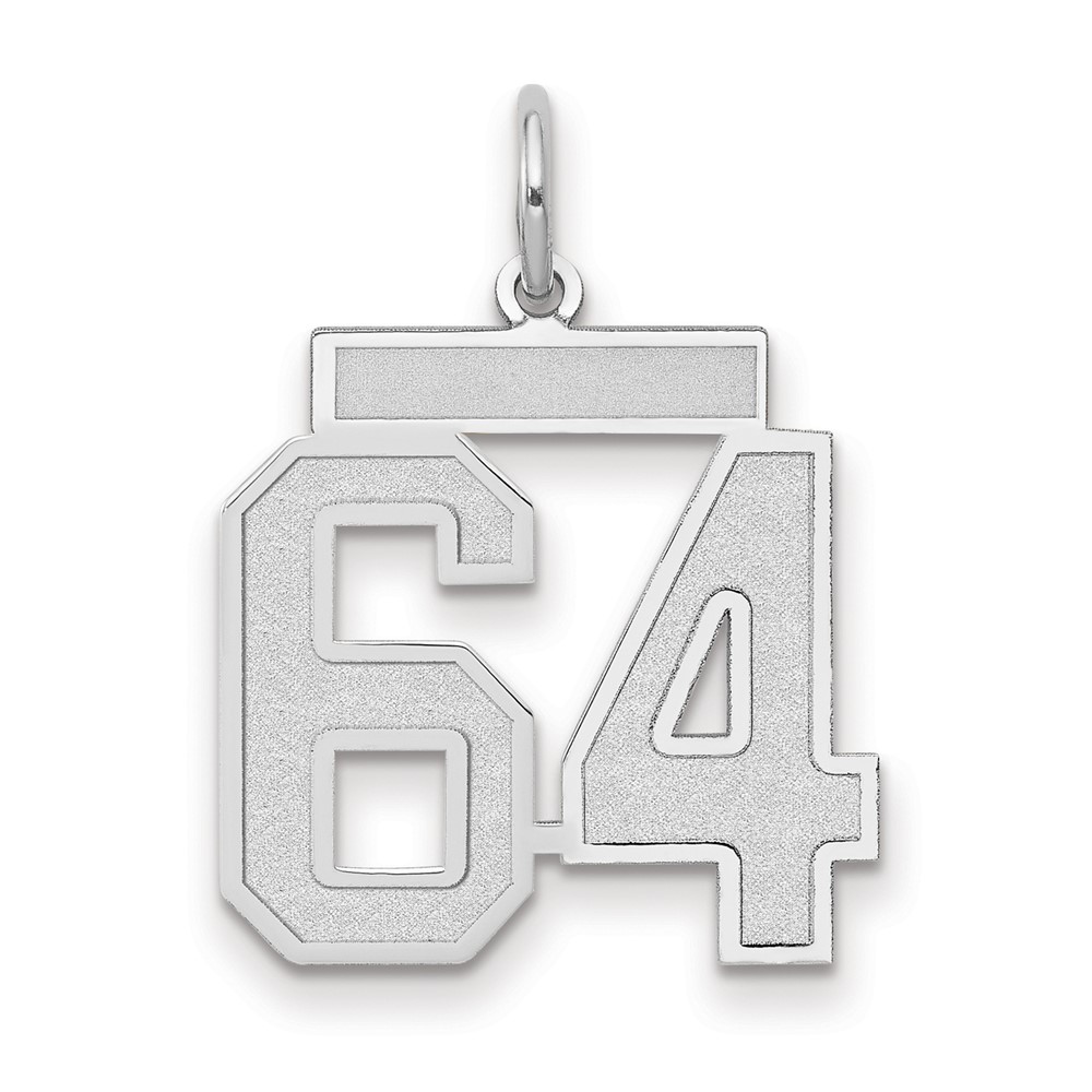 14K White Gold Medium Satin Number 64 Charm