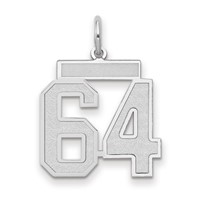 14K White Gold Medium Satin Number 64 Charm view 1