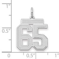 14K White Gold Medium Satin Number 65 Charm view 2