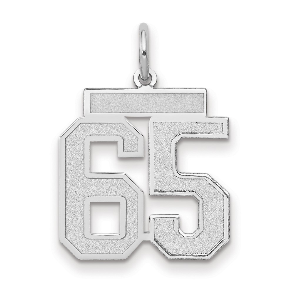 14K White Gold Medium Satin Number 65 Charm