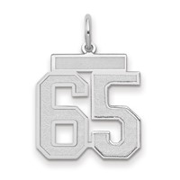 14K White Gold Medium Satin Number 65 Charm view 1