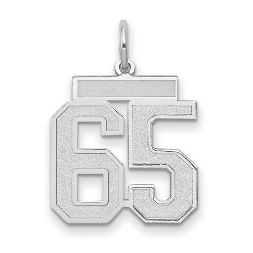 14K White Gold Medium Satin Number 65 Charm