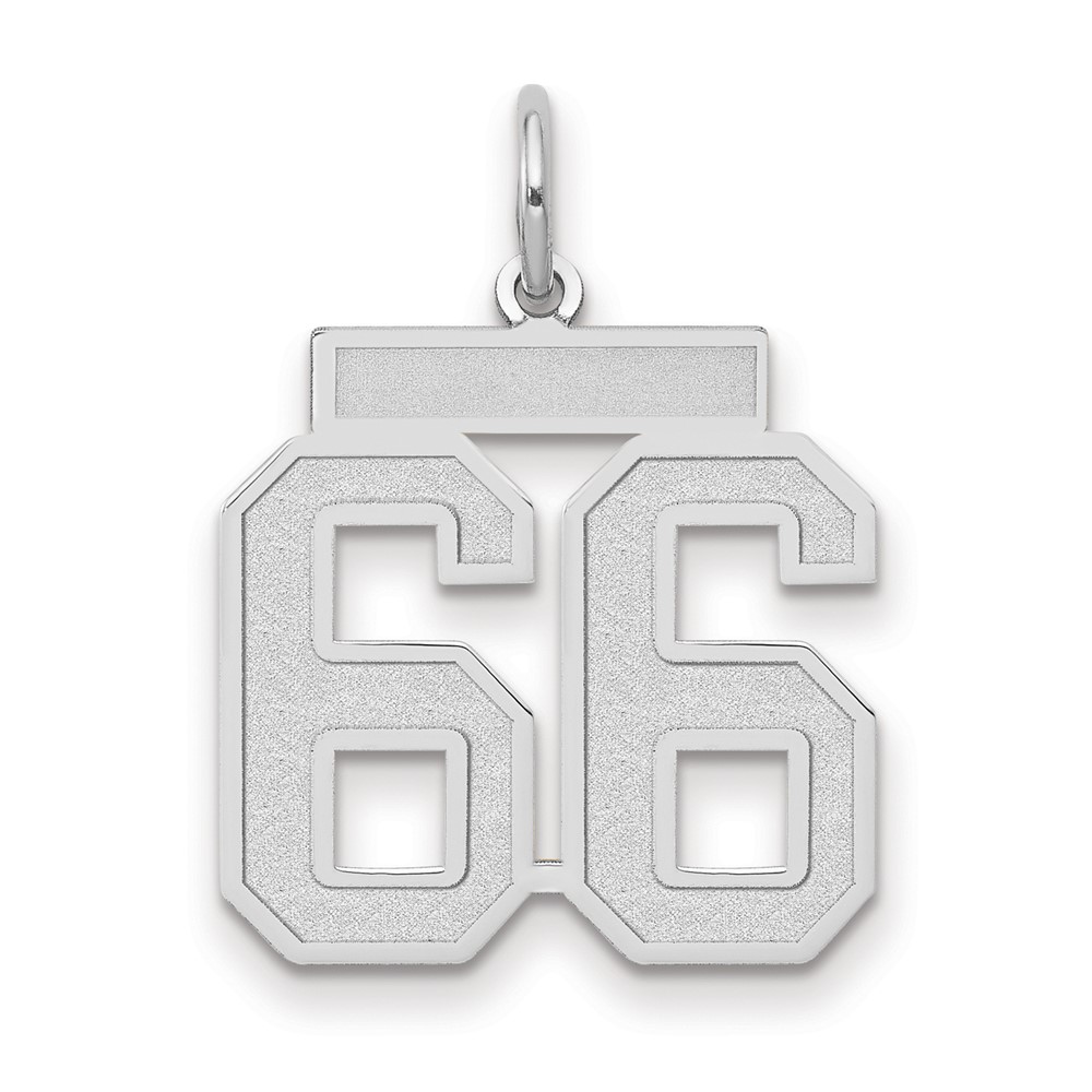 14K White Gold Medium Satin Number 66 Charm