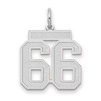 14K White Gold Medium Satin Number 66 Charm view 1