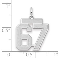 14K White Gold Medium Satin Number 67 Charm view 2