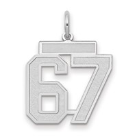 14K White Gold Medium Satin Number 67 Charm view 1