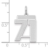14K White Gold Medium Satin Number 71 Charm view 2