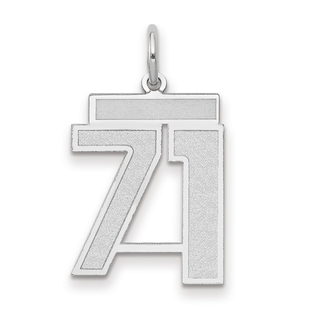 14K White Gold Medium Satin Number 71 Charm
