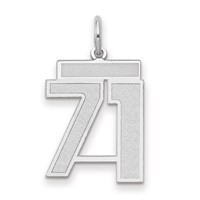 14K White Gold Medium Satin Number 71 Charm view 1