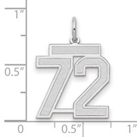 14K White Gold Medium Satin Number 72 Charm view 2