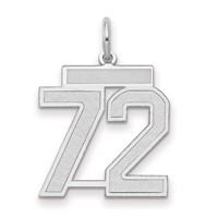 14K White Gold Medium Satin Number 72 Charm view 1