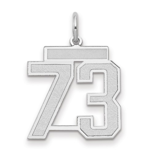 14K White Gold Medium Satin Number 73 Charm