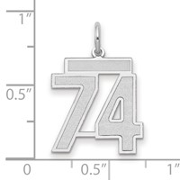 14K White Gold Medium Satin Number 74 Charm view 2