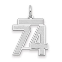 14K White Gold Medium Satin Number 74 Charm view 1
